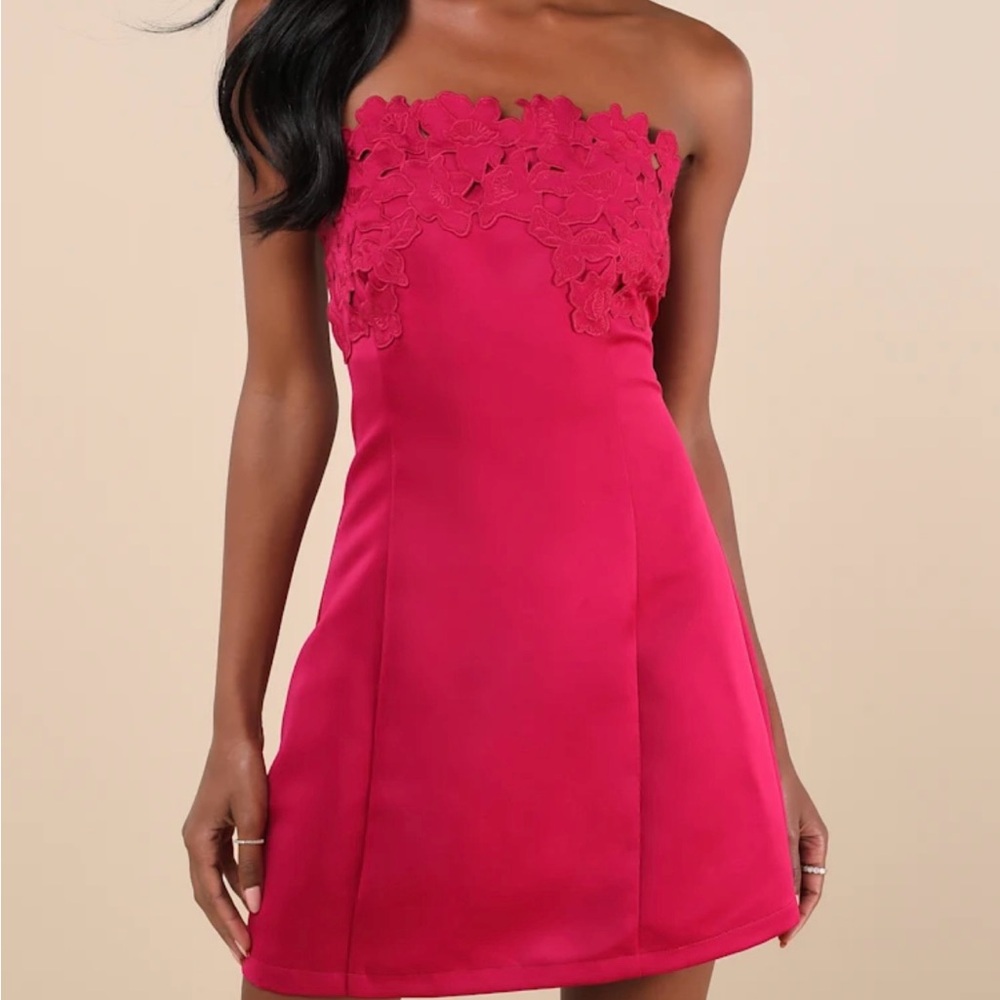 Pink Strapless A-line Cocktail Dress